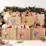 Personalisierte Charmful Geburtsblumenstrauß Jute Tragetasche mit Namen große Kapazität Tote Bag Hochzeit Reise Wesentliche Geschenk für sie