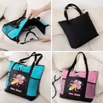 Sac Personnalisé avec Prénom Motif Crayon à Nœud Papillon Sac de Grande Capacité Accessoire de Voyage en Toile Cadeau de Remerciment pour Enseignant