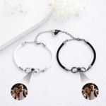 Personalised Infinite Photo Projection Bracelet Set of 2 with Magnetic Heart Charm Birthday Anniversary Gift for Couple