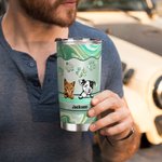 Personalized Cute Paw Dog Cat 20oz 1-6 Names Tumbler with Straw and Brush Birthday Gift for Pet Lovers