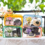 Personalisierte Geburt Blumenstrauß klar Make-up Tasche mit Reißverschluss und Name wasserdicht Reisezubehör Geburtstag Brautjungfer Party Geschenk fü