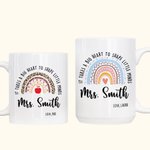 Personalized It Takes A Big Heart to Shape Little Minds Ceramic Coffee Mug with Rainbow and Text Back to School Appreciation Gift for Teacher