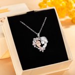 Personalized Two-Tone Grandmother Granddaughter Rose Heart Necklace with Birthstone Birthday Mother’s Day Gift for Her