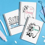 Cuaderno de espiral A5 personalizado con título y nombre Diente Floral Regalo de graduación para dentistas