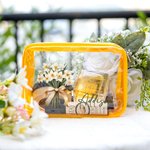 Personalisierte Geburt Blumenstrauß klar Make-up Tasche mit Reißverschluss und Name wasserdicht Reisezubehör Geburtstag Brautjungfer Party Geschenk fü