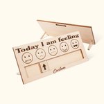 Personalisierte Heute fühle ich mich Stimmung Holzschild mit eingraviertem Text Schreibtisch Dekor geistige Gesundheit Geschenk für Autismus Psycholog