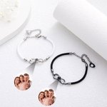 Personalised Infinite Photo Projection Bracelet Set of 2 with Magnetic Heart Charm Birthday Anniversary Gift for Couple