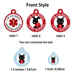 Personalized Multicolour Pet Medical Alert ID Tag with Text and Number Dog Cat Special Needs Birthday Gift for Pet Lovers