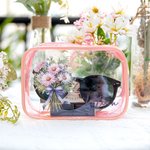Personalisierte Geburt Blumenstrauß klar Make-up Tasche mit Reißverschluss und Name wasserdicht Reisezubehör Geburtstag Brautjungfer Party Geschenk fü