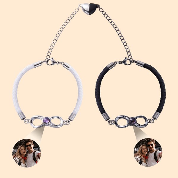 Infinite Photo Projection Bracelet Set with Magnetic Pendant