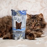 Personalized Cute Paw Dog Cat 20oz 1-6 Names Tumbler with Straw and Brush Birthday Gift for Pet Lovers