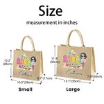 Personalized Pencil Teach Tour Cartoon Characters Reusable Jute Tote Bag with Name Back to School Appreciation Eco-Friendly Gift for Teacher