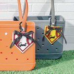 Personalized Engraved Wooden Baseball Basketball Bow Tag Sports Charm Bag Accessory Birthday Gift for Sports Lovers