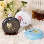 Personalized Glitter Birth Flower Bouquet 5oz Flask with Rhinestone Lid and Name Birthday Bridesmaid Party Gift for Her