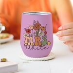 Henkilökohtainen Vintage Wildflowers Rouva 12oz Wine Tumbler nimi ja olki puhdistus harja häät takaisin kouluun lahja morsian opettaja