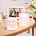 Personalized Family Will Always Be Connected By Heart Ceramic Mug with Multicolour Love Heart and Names Birthday Farewell Gift for Family