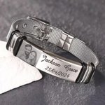 Personalisiertes Einstellbares Armband mit Foto und Text Vatertag Geschenk für Vater Großvater Ehemann