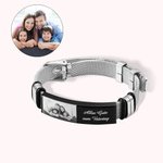 Personalisiertes Einstellbares Armband mit Foto und Text Vatertag Geschenk für Vater Großvater Ehemann