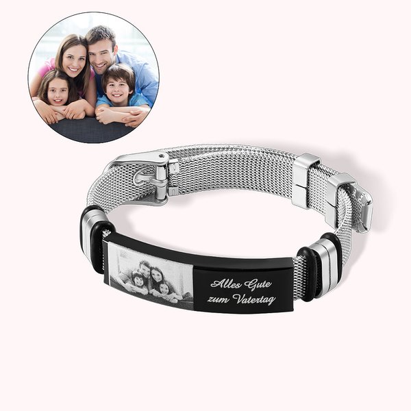 Personalisiertes Einstellbares Armband mit Foto und Text Vatertag Geschenk für Vater Großvater Ehemann