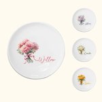 Bouquet di fiori di nascita personalizzato Vassoio per anelli e gioielli con nome Regalo di compleanno per lei