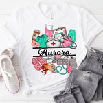 Personalized Medical Elements 100% Cotton T-shirt with Name Appreciation Graduation Gift for Nurse Medical Staff Student