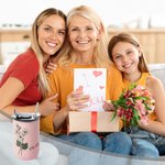 Acuarela Personalizada Nombre de la Flor de Nacimiento 12oz Vaso de Café Aislado con Pajita y Tapa Fiesta de Cumpleaños de inauguración de la Casa Reg