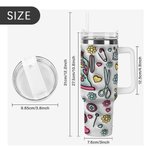 Vaso personalizado con nombre y diseño floral de costura en 3D de 40 oz con tapa, pajita y asa Regalo de cumpleaños para el Día de la Madre para la ab