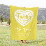 Manta familiar personalizada Family Will Always Be Connected By Heart con 1-24 nombres Suave y cálido regalo de cumpleaños para la inauguración de la 