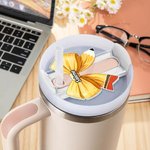 Personalized Pencil Coquette Bow Tumbler Name Tag Plate Acrylic Lid Topper Accessory for Stanley Appreciation Back to School Gift for Teacher