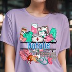 Personalized Medical Elements 100% Cotton T-shirt with Name Appreciation Graduation Gift for Nurse Medical Staff Student