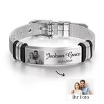 Personalisiertes Einstellbares Armband mit Foto und Text Vatertag Geschenk für Vater Großvater Ehemann
