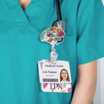 Personalized Anatomical Heart Brain Lungs Retractable Badge Reel with Name Charm and Badge Buddy Gift for Nurse Doctor Medical Student