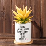 Pot à Plantes Personnalisé avec 2-7 Noms des Enfants Préférés Pot avec Plateau en Bambou Cadeau de Fête des Mères pour Maman Grand-Mère