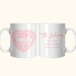 Personalized Family Will Always Be Connected By Heart Ceramic Mug with Multicolour Love Heart and Names Birthday Farewell Gift for Family