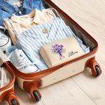 Sac de Maquillage en Cuir PU Personnalisé avec Nom et Fleur de Naissance Cadeau d'Anniversaire de Mariage pour Elle