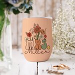 Henkilökohtainen Vintage Wildflowers Rouva 12oz Wine Tumbler nimi ja olki puhdistus harja häät takaisin kouluun lahja morsian opettaja