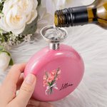 Personalized Glitter Birth Flower Bouquet 5oz Flask with Rhinestone Lid and Name Birthday Bridesmaid Party Gift for Her