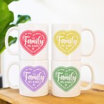 Personalized Family Will Always Be Connected By Heart Ceramic Mug with Multicolour Love Heart and Names Birthday Farewell Gift for Family