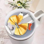 Personalized Pencil Coquette Bow Tumbler Name Tag Plate Acrylic Lid Topper Accessory for Stanley Appreciation Back to School Gift for Teacher