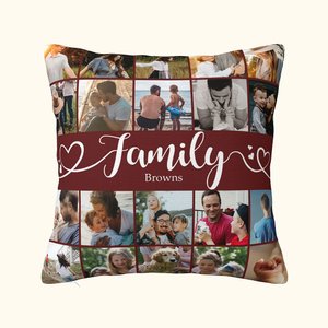 Personalized Family 20 Photos Collage Throw Pillow Cover with Name Home Decor Birthday Anniversary Gift for Family