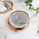 Personalisierte tragbare Geburt Blume Make-up-Spiegel mit Namen Hochzeit Braut Dusche Geschenk für Frauen