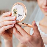 Personalisierte tragbare Geburt Blume Make-up-Spiegel mit Namen Hochzeit Braut Dusche Geschenk für Frauen