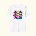 Personalized Rainbow Cartoon Summer Vibes T-shirt with Name Holiday Beach Party Gift for Her