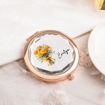 Personalisierte tragbare Geburt Blume Make-up-Spiegel mit Namen Hochzeit Braut Dusche Geschenk für Frauen