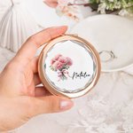 Personalisierte tragbare Geburt Blume Make-up-Spiegel mit Namen Hochzeit Braut Dusche Geschenk für Frauen