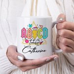 Gepersonaliseerde ABCD Leraar Tour Retro Neon Letter 11oz 15oz Keramische Mok met Naam Waardering Terug naar School Gift aan Leraar