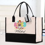 Personalizada Retro ABCD Maestro Tour Cartoon Personaje Bolsa de lona con nombre Apreciación Vuelta a la Escuela Viaje Regalo para el Maestro