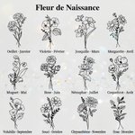 Collier Personnalisé avec Médaillon Photo Gravé de Nom et Fleur de Naissance Cadeau Anniversaire pour Femme