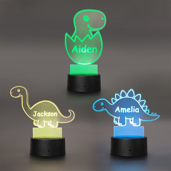Veilleuse LED en Acrylique Personnalisée avec Nom Style Dinosaure Décoration de Chambre Cadeau Anniversaire pour Enfant