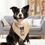 Personalized Multicolour Pet Portrait Photo Soft Pet Bandana with Name and Adjustable Buckle Birthday Pet Wear Gift for Pet Lover